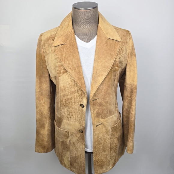 Vintage 70’s Robert Lewis Suede Leather Blazer 40L - Picture 1 of 13